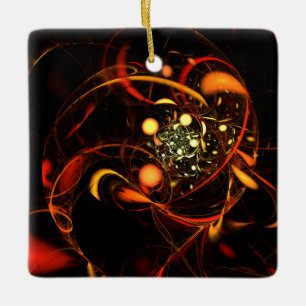 Heartbeat Abstract Art Square Ornament