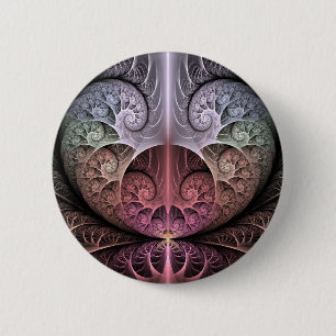 Heartbeat, Abstract Surreal Fantasy Fractal Art 6 Cm Round Badge