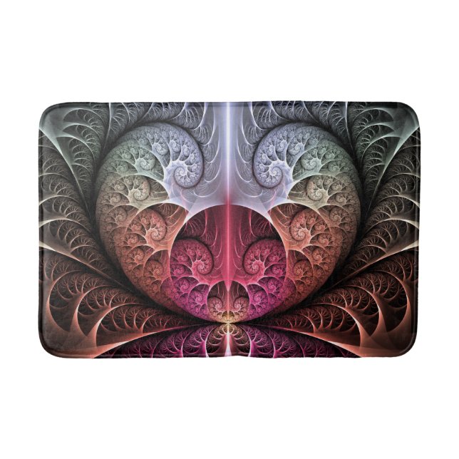 Heartbeat, Abstract Surreal Fantasy Fractal Art Bath Mat (Front)