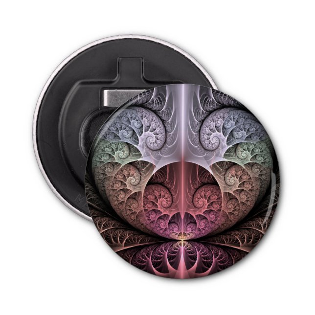 Heartbeat, Abstract Surreal Fantasy Fractal Art Bottle Opener (Front)