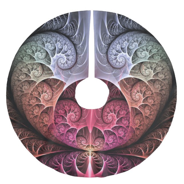 Heartbeat, Abstract Surreal Fantasy Fractal Art Brushed Polyester Tree Skirt (Front)