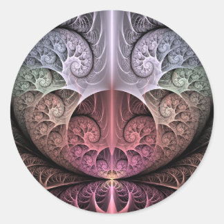 Heartbeat, Abstract Surreal Fantasy Fractal Art Classic Round Sticker