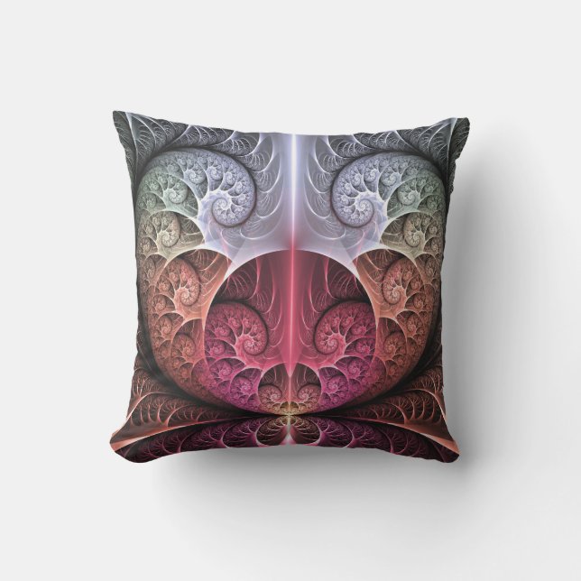 Heartbeat, Abstract Surreal Fantasy Fractal Art Cushion (Front)