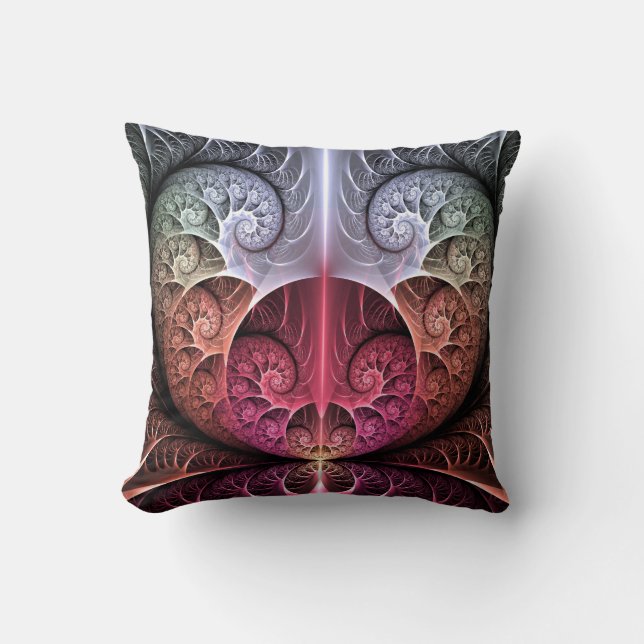 Heartbeat, Abstract Surreal Fantasy Fractal Art Cushion (Front)