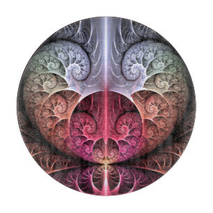 Heartbeat, Abstract Surreal Fantasy Fractal Art Cutting Board