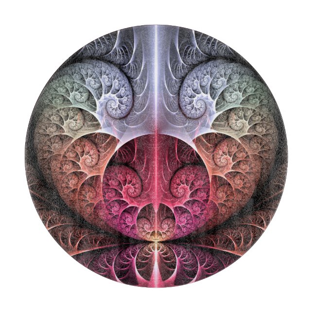 Heartbeat, Abstract Surreal Fantasy Fractal Art Cutting Board (Front)