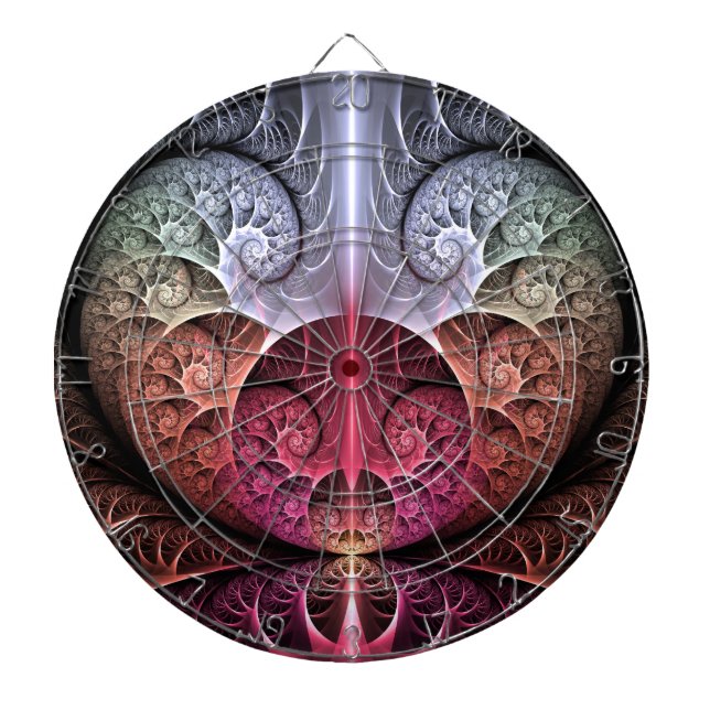 Heartbeat, Abstract Surreal Fantasy Fractal Art Dartboard (Front)