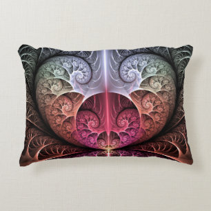 Heartbeat, Abstract Surreal Fantasy Fractal Art Decorative Cushion