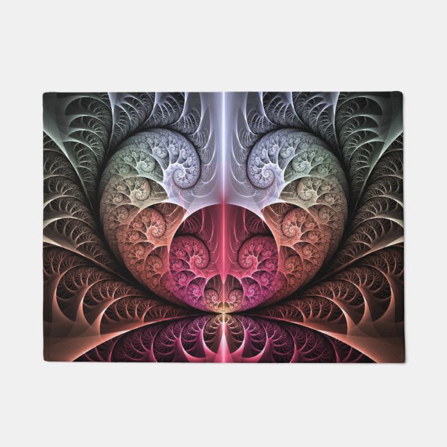Heartbeat, Abstract Surreal Fantasy Fractal Art Doormat (Front)
