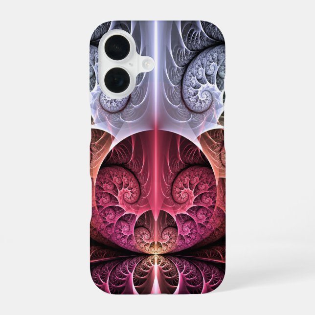 Heartbeat, Abstract Surreal Fantasy Fractal Art iPhone 16 Case (Back)