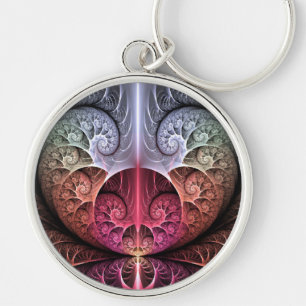 Heartbeat, Abstract Surreal Fantasy Fractal Art Key Ring