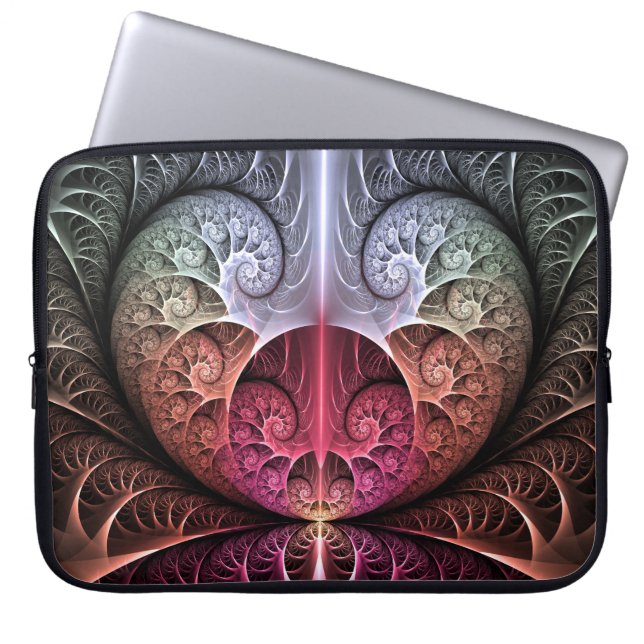 Heartbeat, Abstract Surreal Fantasy Fractal Art Laptop Sleeve (Front)