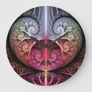 Heartbeat, Abstract Surreal Fantasy Fractal Art Large Clock