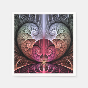 Heartbeat, Abstract Surreal Fantasy Fractal Art Napkin