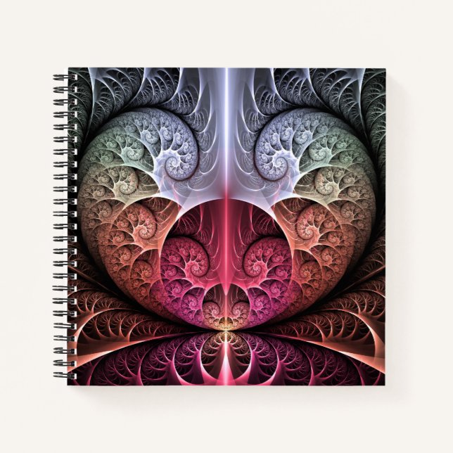 Heartbeat, Abstract Surreal Fantasy Fractal Art Notebook (Front)