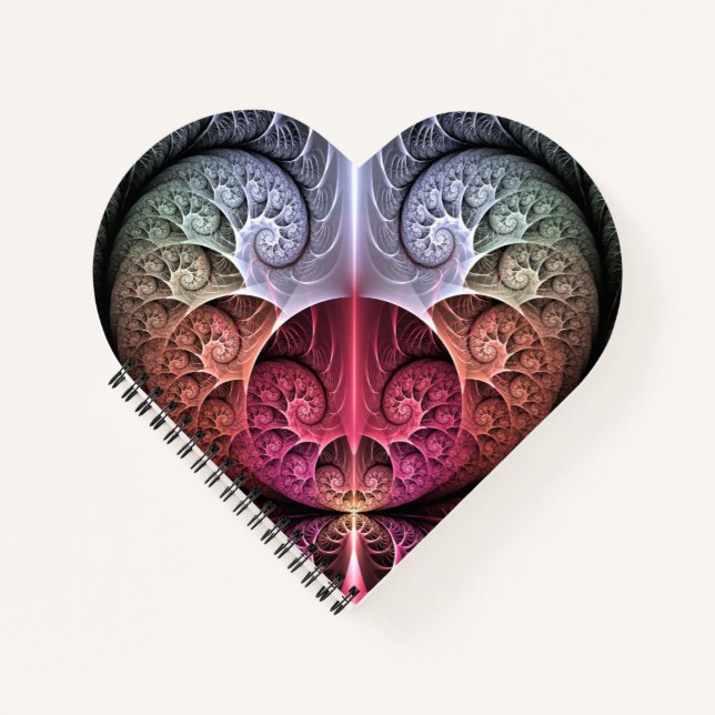 Heartbeat, Abstract Surreal Fantasy Fractal Art Notebook (Front)
