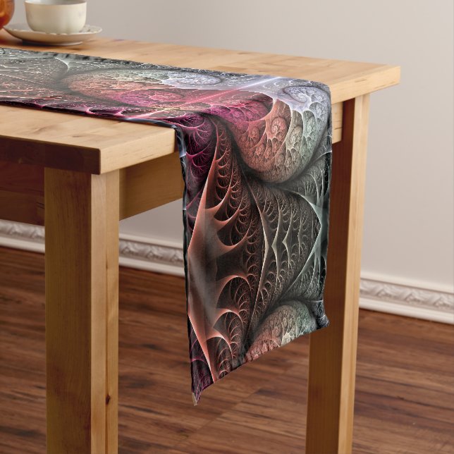Heartbeat, Abstract Surreal Fantasy Fractal Art Short Table Runner (In Situ)