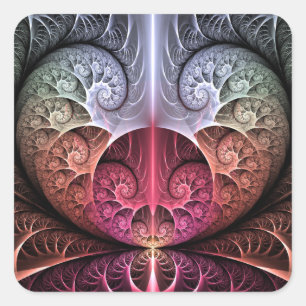 Heartbeat, Abstract Surreal Fantasy Fractal Art Square Sticker