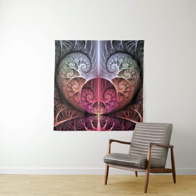 Heartbeat, Abstract Surreal Fantasy Fractal Art Tapestry (In Situ)