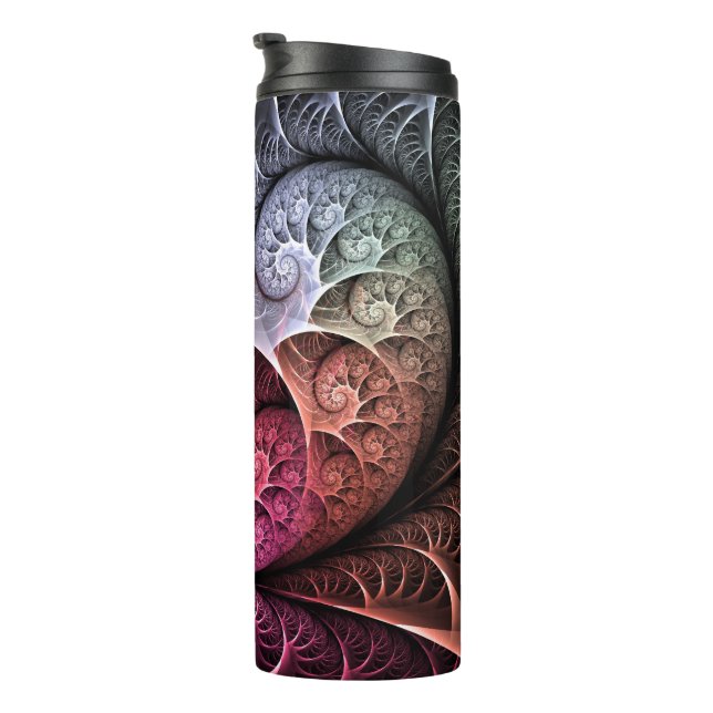 Heartbeat, Abstract Surreal Fantasy Fractal Art Thermal Tumbler (Rotated Right)