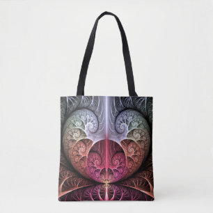 Heartbeat, Abstract Surreal Fantasy Fractal Art Tote Bag