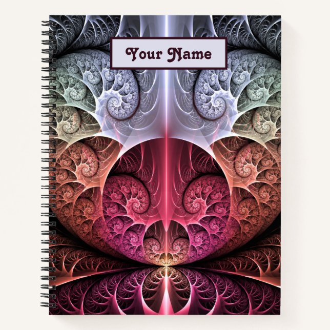 Heartbeat Abstract Surreal Fantasy Fractal Name Notebook (Front)