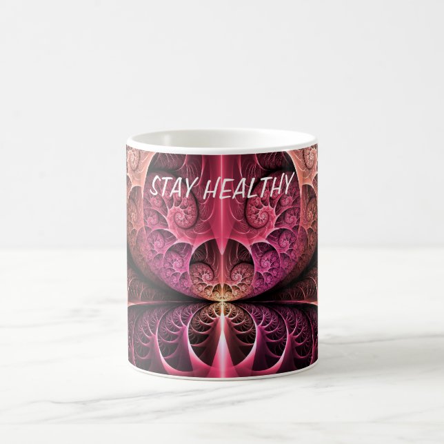 Heartbeat, Abstract Surreal Fantasy Fractal Text Coffee Mug (Center)