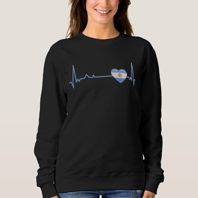 Heartbeat Argentina Flag Soccer Fan Sweatshirt (Front)