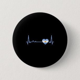 Heartbeat Argentina Flag Soccer Fan T Shirt 6 Cm Round Badge