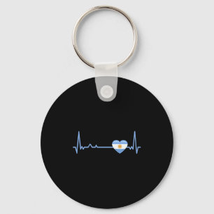 Heartbeat Argentina Flag Soccer Fan T Shirt Key Ring
