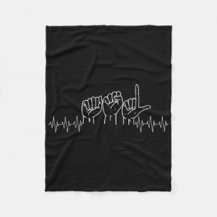 Heartbeat Asl Design For Asl Lover Deaf Day Awaren Fleece Blanket