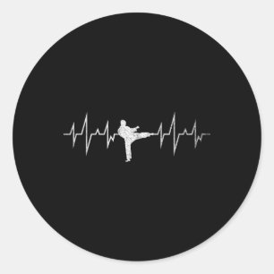 Heartbeat Athlete Sparring Martial Arts Black Belt Classic Round Sticker