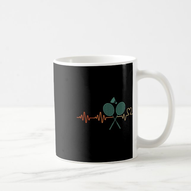 Heartbeat Badminton Shuttle Racket Retro Player Gi Coffee Mug (Right)