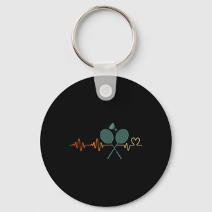 Heartbeat Badminton Shuttle Racket Retro Player Gi Key Ring