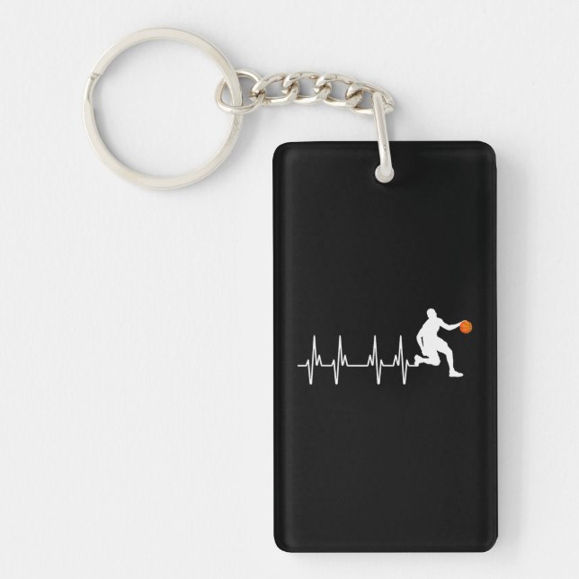 Heartbeat Basketball Player Basketball Lover Key Ring (Front)