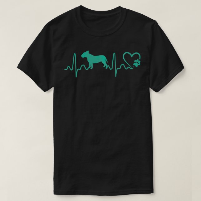 Heartbeat Bull Terrier Dog Animal Rescue Lifeline  T-Shirt (Design Front)