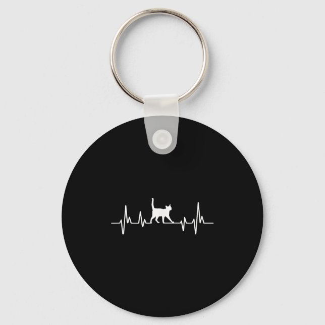 Heartbeat Cat  Key Ring (Front)