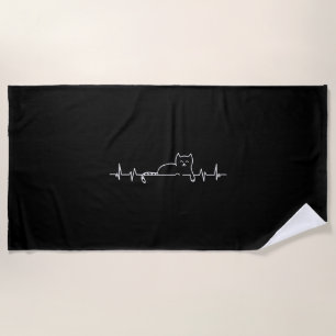 Heartbeat Cat Kitten Love Women's Girl's Gift Beach Towel