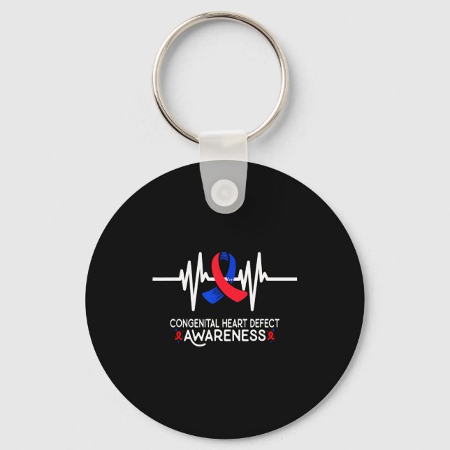 Heartbeat Chd Congenital Heart Defect Awareness Mo Key Ring (Front)
