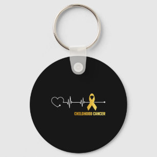 Heartbeat Childhood Cancer Awareness Warrior Hope  Key Ring