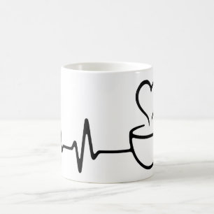 Heartbeat Coffee Line Art Design Mug