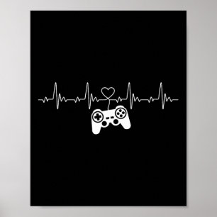 Heartbeat Console Nerd Gaming Gadget Gamer Poster