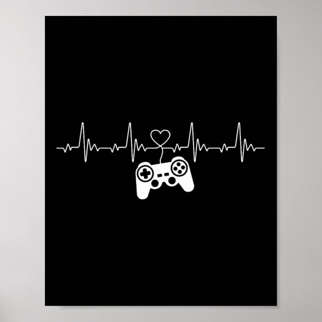 Heartbeat Console Nerd Gaming Gadget Gamer  Poster (Front)