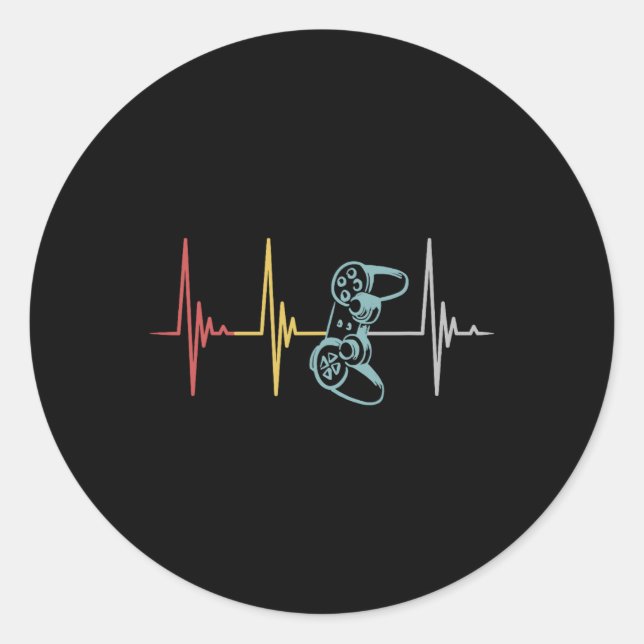 Heartbeat Controller For Nerd Multiplayer Gaming  Classic Round Sticker (Front)
