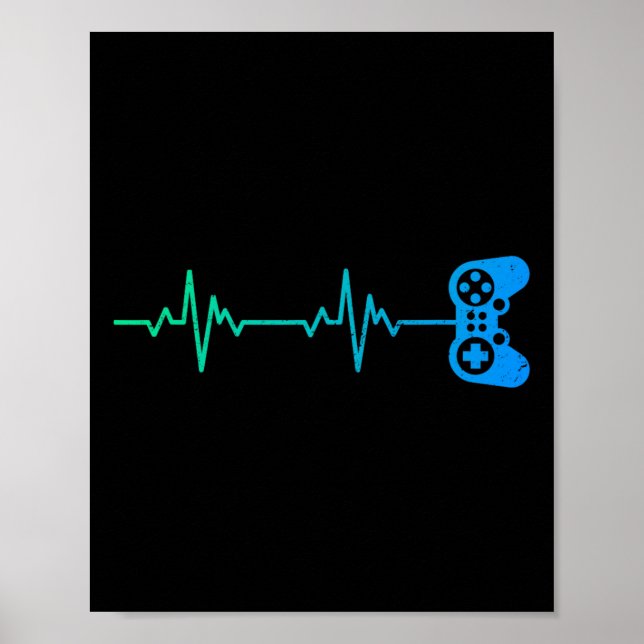 Heartbeat Cool Video Game Controller For Nerdy Gam Poster (Front)