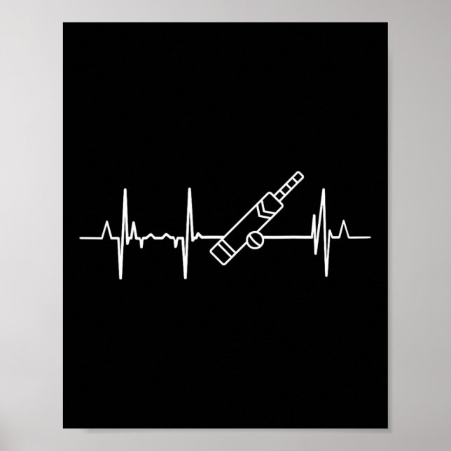Heartbeat Cricket Player Heart Line  Poster (Front)