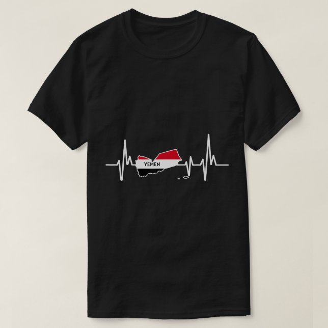 Heartbeat Design Yemeni Flag Yemen T-Shirt (Design Front)