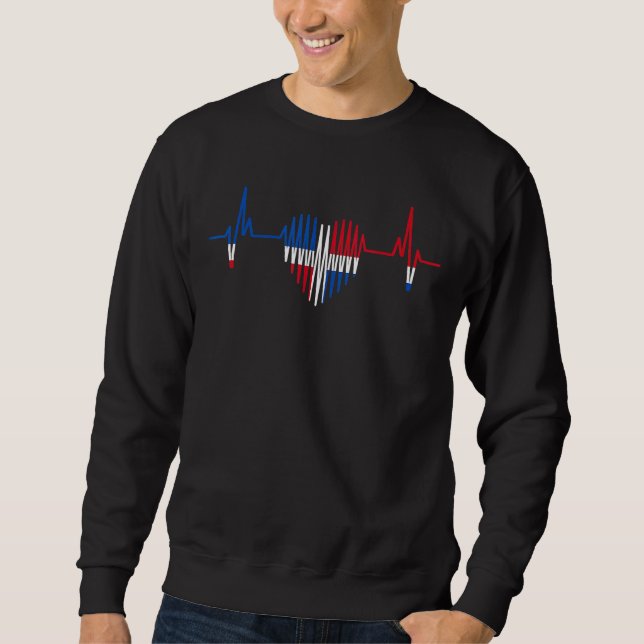 Heartbeat Dominican Republic Flag Dominican Republ Sweatshirt (Front)