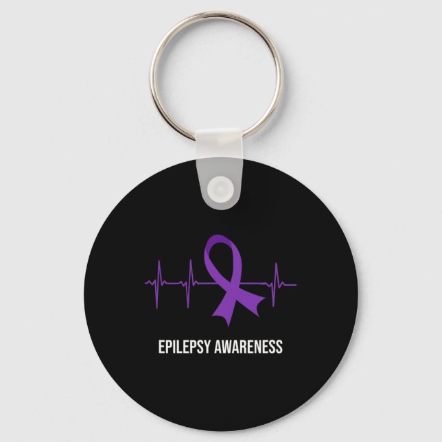 Heartbeat ECG Design Epilepsy Awareness  Key Ring (Front)
