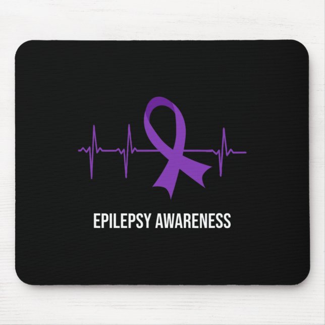 Heartbeat ECG Design Epilepsy Awareness  Mouse Pad (Front)